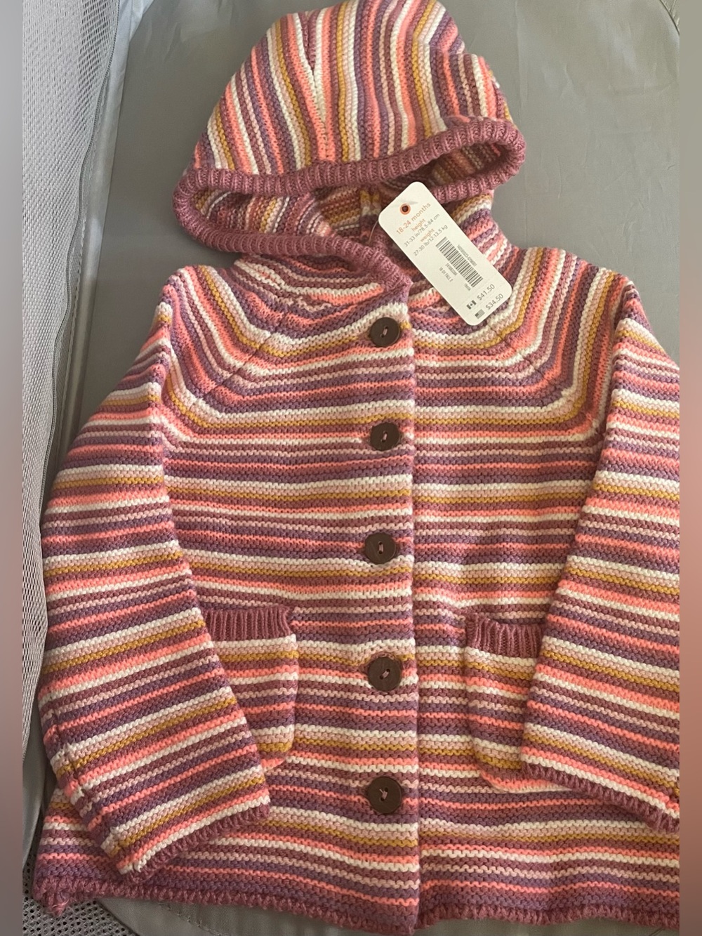 Gymboree Striped Knit Hooded Sweater 18-24 months NWT